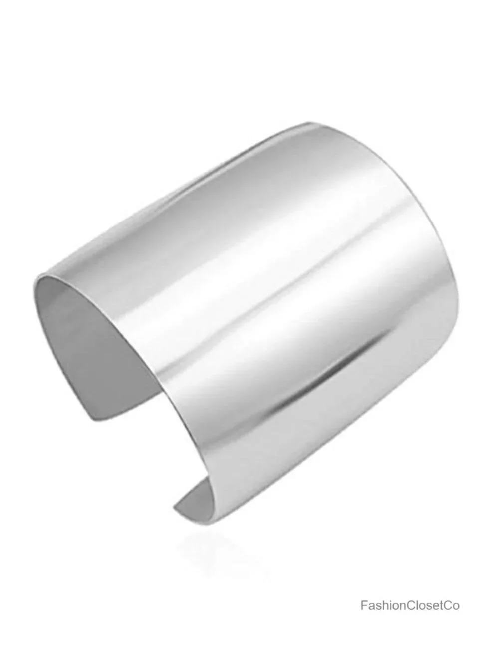 Punk Alloy Hollow Geometric Smooth Polished Gold Hoop Open Cuff Wide Bracelet